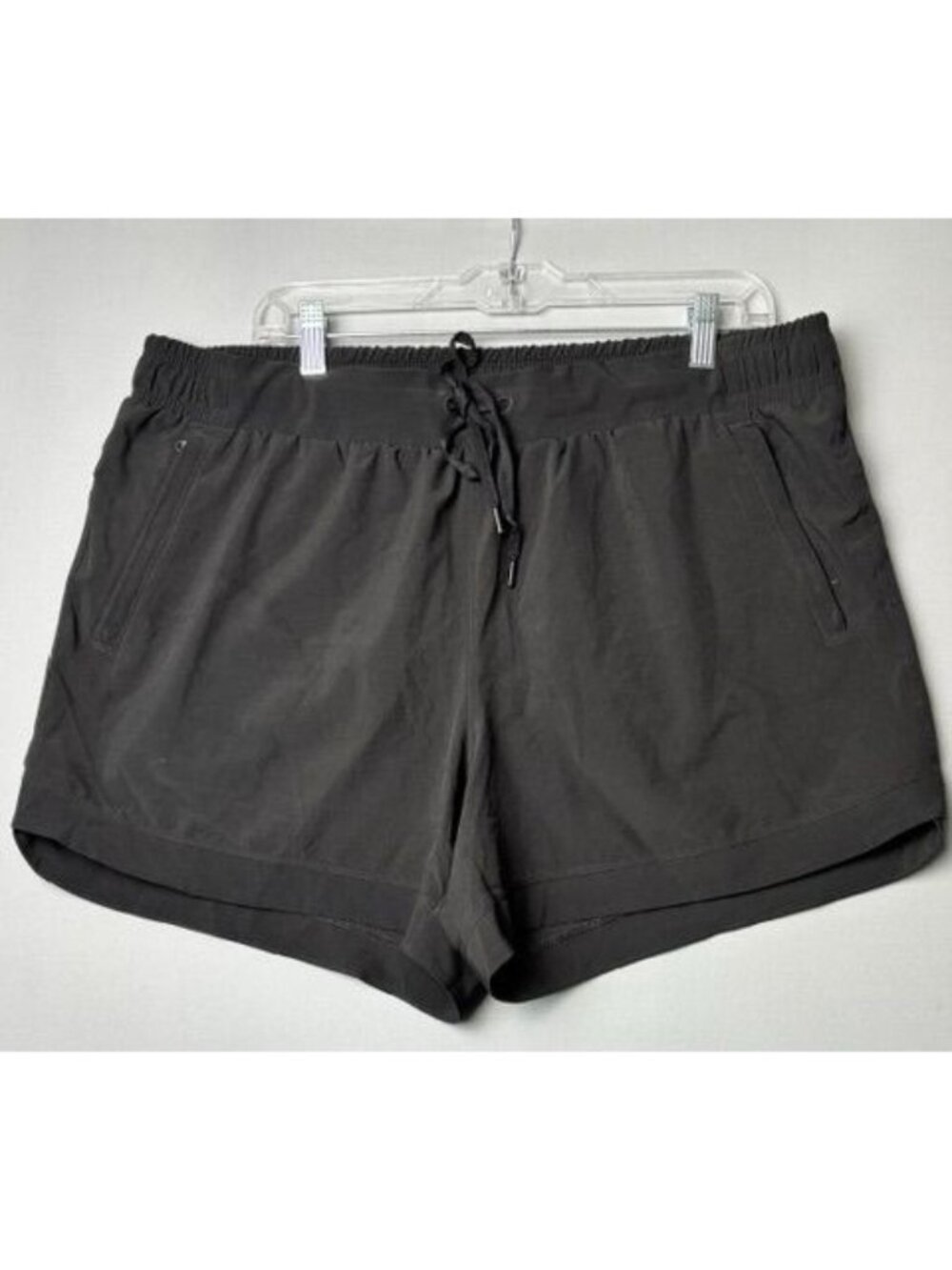 Calia Women's XL Black Running Shorts 4" Inseam Zip Pockets Drawstring Athletic